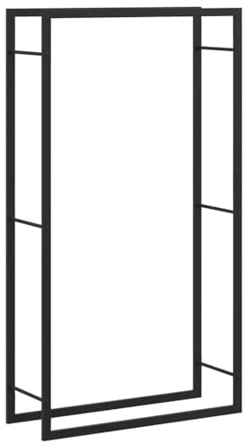 vidaXL Brennholzregal, Kaminholzregal mit viel Stauraum, Kaminholzständer Witterungsbeständig, Feuerholzregal Brennholz Kaminholz Regal, Mattschwarz Stahl