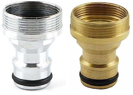 2 Pièce Adaptateur Tuyau Arrosage, Adaptateur Robinet, Universel Connecteur avec Filetage Femelle M22 et Mâle M24, Tuyau Arrosage Connecteur, Pour Robinet de Cuisine, Machine à Laver (Or et Argent)