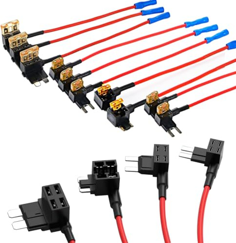 GUUZI 10Pack 4 Typer ATO ATC ATM APM Säkringshållare,12V Bil Add-a-Circuit Säkringskran,Standard,Mini,Micro2 och Lågprofil Säkringskranar,Säkringssäkring,Säkringsavdragare för bilar Båtar