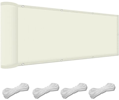 Vela de Sombra Impermeable 150 x 300 cm Impermeable Toldo Sombra Rectangular con Protezione UV PES e Accessori di Montaggio para Plantas Flores Exteriores Balcón Pérgola Trasero, Marfil