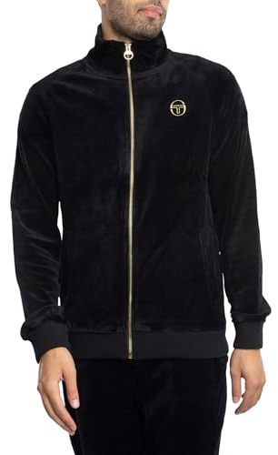 Sergio Tacchini Men's Court Velour Track Jacket, Black, XL