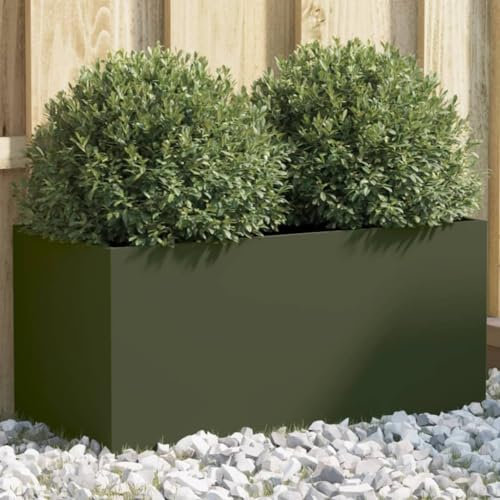 Somanki Jardinera de Acero Laminado en frío Verde Oliva 62x30x29 cm, Huerto Urbano Terraza, Jardineras Exterior, Jardineria Maceteros, Mesa De Cultivo, Huerto En Casa - 841592