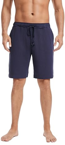 Dosieyeo Herrshorts linne lätt luftig, korta fritidsbyxor, lediga sommarshorts med fickor, ledig semester, strandbyxor