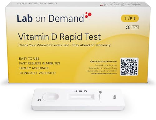 Lab on Demand Vitamin D Rapid Test 1T Pack - at-Home Vitamin D Deficiency Test Kit, Instant Results in Minutes - Clinically Approved, CE-Certified Quick and Accurate Home Testing Kits