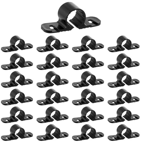 25 Pack 1/2 Inch Pipe Supports Suspension Clamp Pipe 2 Hole Mount Pipes Clamps PVC Pipes Strap Clips Conduit Strap Clamps Cushioned Heavy Duty Conduit Clips for PEX, Copper, CPVC