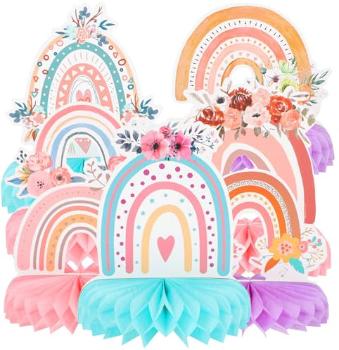 Sosoport Set 7 Pezzi Decorazioni a Nido D’Ape in Carta Arcobaleno per Feste di Compleanno Addobbi da Tavolo Bohémien per Allestimenti Festivi e Decorazioni a Sfera Colorate