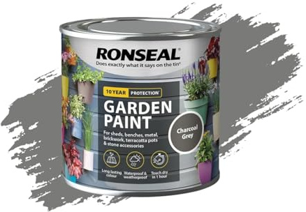 Milena Charcoal Grey Garden Paint 250ml, Water Based Wooden Paints, Fast Drying Matt Finish, Long Lasting Fade Resistance Fence Paint, DIY Colour for Brick, Flower Pots (Charcoal Grey, 250 M L)
