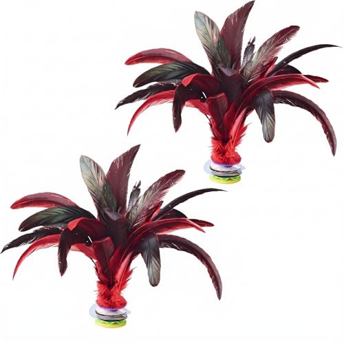 KSJEHW Pack de 2 Jianzi Chino Profesional, Volante de Plumas Naturales para Juego de Patada, Indiaca Tradicional para Exterior e Interior, Mejora la Coordinación y Agilidad para Niños y Adultos