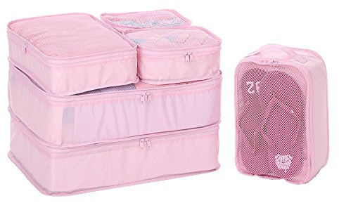 JJ POWER Travel Packing Cubes, Luggage Organizers with Shoe Bag (Pink)
