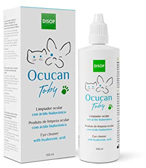 Ocucan Toby Augenreiniger mit Hyaluronsäure für Hunde. Beseitigt Augensekret und Schmutz sanft und natürlich. Verhütet auch das Auftreten von Flecken unter den Augen (100 ml)