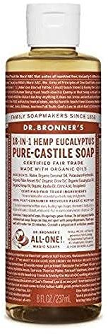 Dr. Bronner’s Savon Liquide Bio 18-en-1 Eucalyptus – Fraîcheur Intense & Purifiante – 240 ml