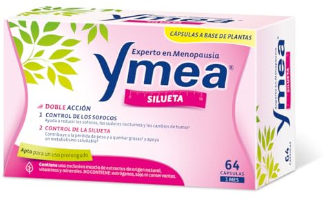Ymea Silueta| Tratamiento de la Menopausia | Doble acción - Control de Sofocos y Control de la Silueta | Apto para Uso Prolongado | Sin Estrogenos, Soja o Consevantes, 64 cápsulas