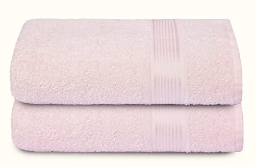 GLAMBURG Baumwolle 2er-Pack Oversized Badetuch-Set 70 x 140 cm, große Badetücher, Ultra saugfähig, kompakt, schnell trocknend und leicht, Rosa