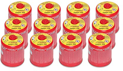 ROTHENBERGER Industrial Top Gas Schraub - Gaskartusche 450g - 740 ml - Vorteilsdose für lange Einsatzdauer ; 7/16 EU, 12 Stück, 1500003478-12