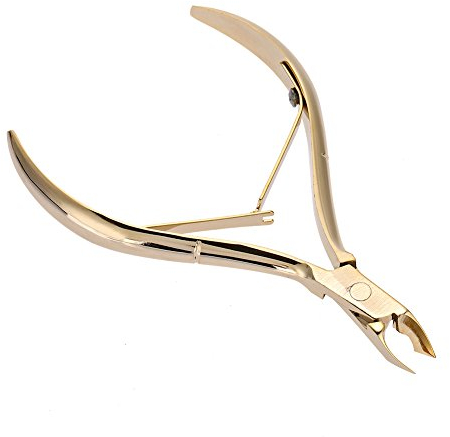 Professionelle Nagelhautzange, Schere für abgestorbene Haut, Edelstahl-Nagelhaut-Gold-Nagelzange mit doppelten Federgriffen, Nagelhautentferner-Schere