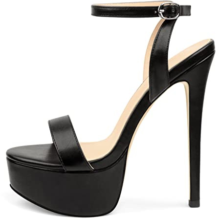 MERUMOTE Women's Platform Heels Sky High Heel Sandals Party Bridal Evening Shoes Black US6.5