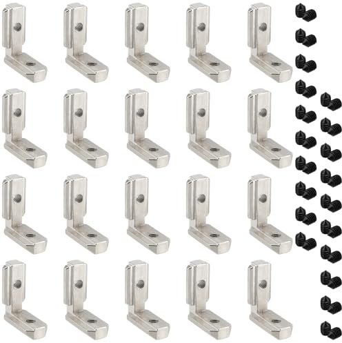 YIXNSW 20 Stück Inneneckverbinder 37x31cm Innenverbindung Innenwinkel Nut 8 T Nut Innenwinkel 3030 mit Schrauben zum Verbinden und Befestigen an Aluminiumprofilen