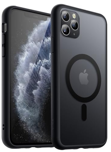 JETech Magnetisch Hülle für iPhone 11 Pro Max 6,5 Zoll Kompatibel mit MagSafe, Durchscheinende Matt Handyhülle Rückseite Dünn Stoßfest Schutzhülle (Schwarz)