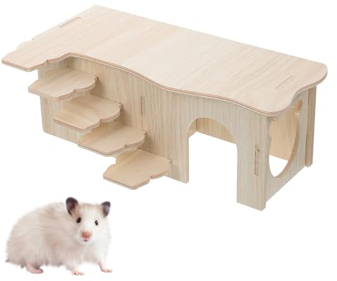 Tolenre Hamster Holzhaus, Holz Hamsterhaus, Hamster Eckhaus, für Kleine Haustiere Chinchilla Ratte, Zwerghamster, Rennmäuse, Stachelmäuse (27 * 15 * 10.5cm)