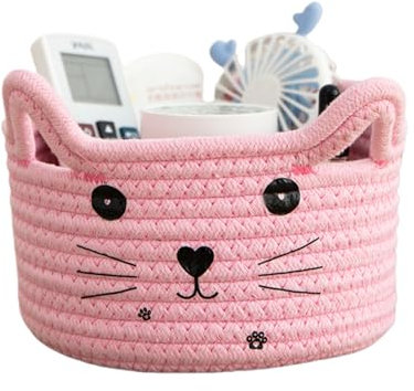 Aufbewahrungskorb aus Baumwollgewebe, Katzen-Aufbewahrungsbox aus Baumwolle, Waschekorb Geflochten Kinder Katze, Zur Aufbewahrung Geeignet Spielzeugkorb für Handtücher, Decken, Spielzeug, Kleidung
