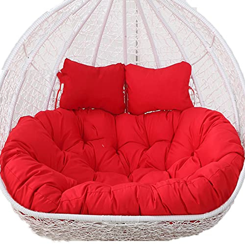 Coussin œuf Chaise longue à balançoire à Double suspension, coussin doux et profond, coussin de chaise pivotante d'extérieur 2 places avec attaches, entièrement remplissant, ne s'effondre pas(Red)