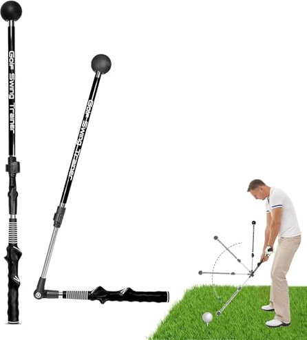 ohbien Golf Swing Trainer Aid Adjustable Angle, Removable Golf Grip Training Aid with Gear Scale Portable Golf Swing Practice Stick with Ergonomic Grip for Indoor/Outdoor Chipping Hitting Practice