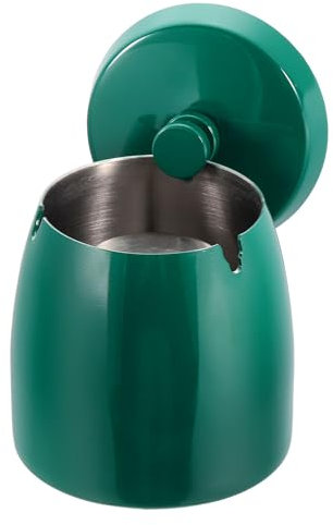 QUARKZMAN Cendrier avec Couvercle, Cendrier Coupe-Vent en Acier Inoxydable pour la Maison, le Bureau, la Table de Patio Extérieure, de Petite Taille, Vert
