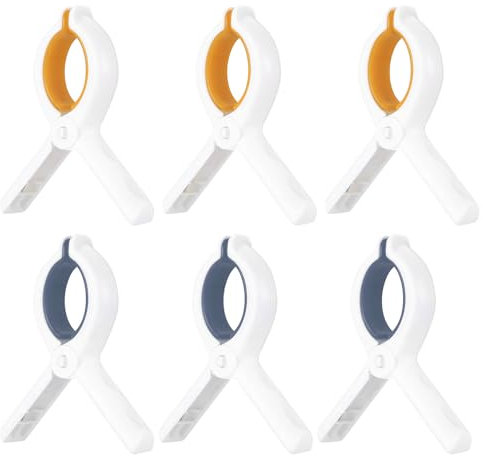 6 Mollette da Spiaggia per Asciugamani e Sdraio, Grandi Mollette per Bucato da Bagno e Biancheria da Letto