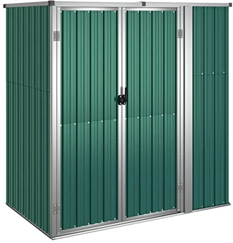 Gecheer Casetta,Capanno,da Giardino,Esterno,in Acciaio Zintato,Verde,161x89x161 cm,Capanno da Giardino in Acciaio,Capanno Attrezzi Acciaio,Casetta Attrezzi,Casetta Acciaio Lamiera,Casetta in Metallo