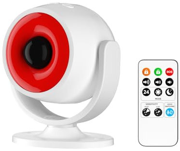 Chatthen Detecteur de Mouvement, 120dB Sirene Alarme avec Télécommande, Angle de Détection de 110°, Détecteur PIR de 6 mètres, 3 Modes de Fonctionnement, Adapté à la Maison, au Garage, à la Caravane