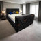 ark future Vero Plush TV Bed Frame – Modern & Comfortable Upholstered Bed with Integrated TV Lift Mechanism, Stylish Storage for Bedroom Entertainment (Black, 5FT King Size)