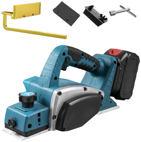 Rabot Sans Fil Compatible pour Makita 18V Batterie, Professional Rabot Sans-fil, 15000RPM Raboteuse Électrique à Une Main, Largeur de Rabotage 82mm et Profondeur 2mm (Sans Batterie)