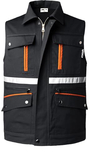 KTWOLEN gilet de Pêche Veste sans Manches pour Photographe Chasse Travail Multi-poches Plein Air, Noir, XL