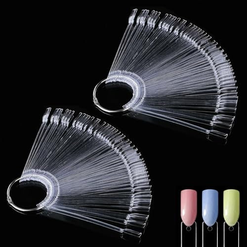 100 Pièces Nuancier Ongles, Transparent Présentoir Faux Ongles Couleur Nuancier, Nail Tips Art pour Presentoir Vernis, Nail Art Pratiquer (Transparent, 100Pcs)