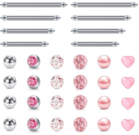 Briana Williams Zungenpiercing Brustwarzenpiercing Chirurgenstahl 14G Piercing Barbell Silber 12/14/16/18/20mm Stablänge