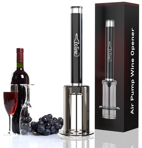 Elegear Cavatappi di Vino Portatile di Pompa Pressione Aria, Senza Sforzo Apribottiglie di Vino Professionale, Apri Bottiglia in Lega di Alluminio per Feste e Regalo, Wine Opener Sommelier, Nera