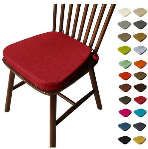 Stuhlkissen 40x38/43x40/43x42cm mit Bändern,Dickes 3/5/8cm Waschbare Sitzkissen Rutschfest,Stuhlauflage Stuhlpolster ,Abnembar Mit Reißverschluss,für Zuhause Büro Küche Esszimmer(E20,43X40X35*5cm)