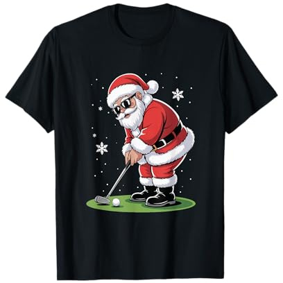 Cool Santa Playing Golf Copos Navidad Camiseta