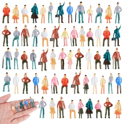 Skylety 80 Piezas Figuras de Personas en Miniatura Minifiguras de Personas Pequeñas de Plástico a Escala 1:75 Sentadas y de Pie para Dioramas Modelos de Trenes Arquitectónicos