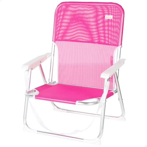 AKTIVE Chaise de Plage Pliable, Fuchsia, textilène et Aluminium, 44 x 40 x 72 cm, 1,87 kg, Respirante, avec poignée de Transport