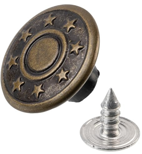 AERZETIX Set med 12 st jeansknappar 17 mm, metall/antik finish, 2 delar