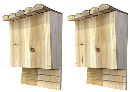 Selections Large Wooden Bat Nesting Roosting Boxes Single Chamber with Grooved Interior - Pack of 2