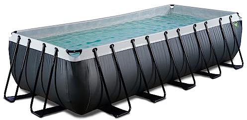 EXIT Toys Piscine Black Leather - 540x250x122cm - Grande Piscine rectangulaire avec Pompe à Filtre à Sable - Piscine Extra Profonde - Cadre Solide - Comprend échelle de Piscine - Design Unique - Noir