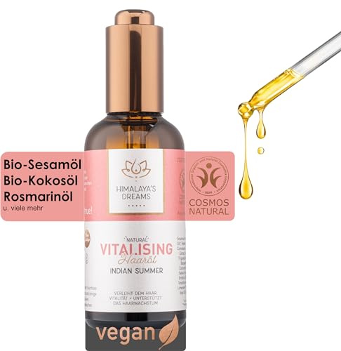 Himalaya´s Dreams® Haar Öl, Bartöl [BEI SCHLAFFEM HAAR], 100ml, inkl. praktischer Dosierpipette - vegane Naturkosmetik mit ROSMARINÖL, Bio-Kokosöl, Bio-Sesamöl, Amlaöl, Rizinusöl