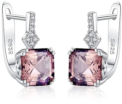 HCMA S925 Sterling Silber Ohrringe Damen Einfache Morganit Ohrringe Exquisite Schmuck Geschenke