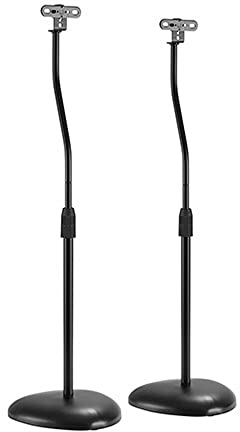 Audizio HTS12 Pied d'Enceinte Réglable en Hauteur Lot de 2 - Noir, Système de Gestion des Câbles, Base Lourde et Stable, Idéale pour Profiter d'un Son de Qualité chez Vous ou au Travail