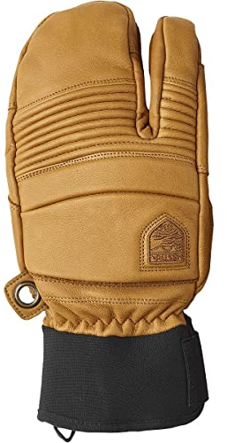 HESTRA Fall Line 3 Finger Braun - Warmer isolierter Rindsleder Skihandschuh, Größe 8 - Farbe Cork - Cork