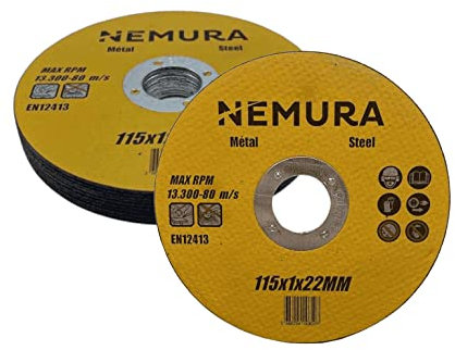 Nemura Lot de 10 Disques à Tronçonner 115 mm - Outils de Coupe pour Métal 115 x 2 x 22,2 mm - Modèles pour Professionnel et Bricoleur - Matériau Robuste et Durable - Marque Française