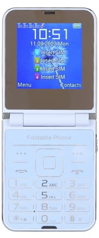 Teléfono Celular con Tapa de Botón Grande 2G para Personas Mayores, Teléfono con Tapa Fácil de Usar para Personas Mayores, 2 Pantallas de 1,3 MP, 4 Ranuras para Tarjetas SIM,