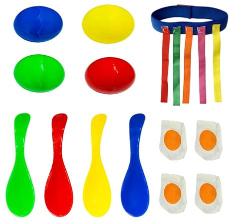 4 Sets Of Balancing Spoon Sets, 1 Set Of Tail Tearing Props, 5 Tails, Outdoor Game Set, Spoon Holding Egg Balancing Game Tool